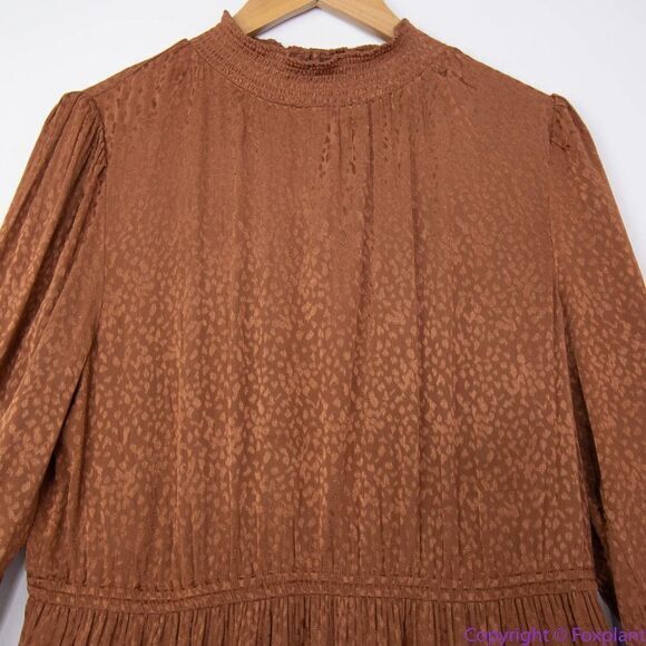 NEW Madewell Mockneck Ruffle-Hem Mini Dress in Cheetah Jacquard, XL - Picture 4 of 16